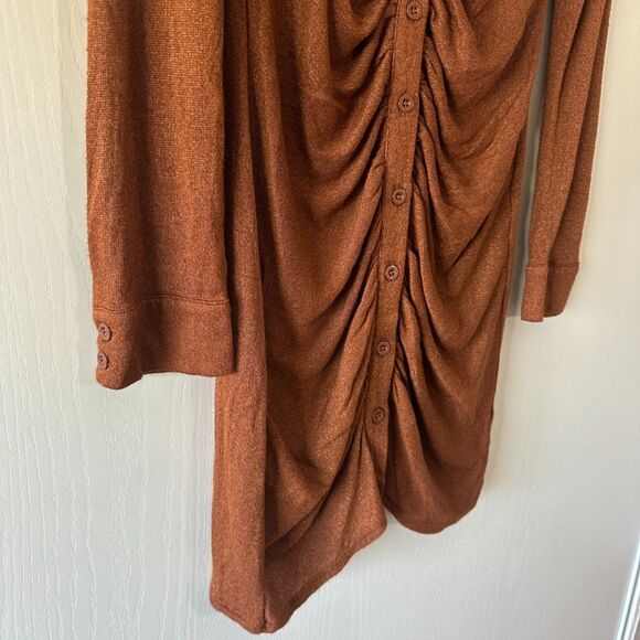 L*Space Womens Scarlett Dress Ruched Bodycon Mini Spice Bronze Shimmer Sz Medium - Picture 4 of 7